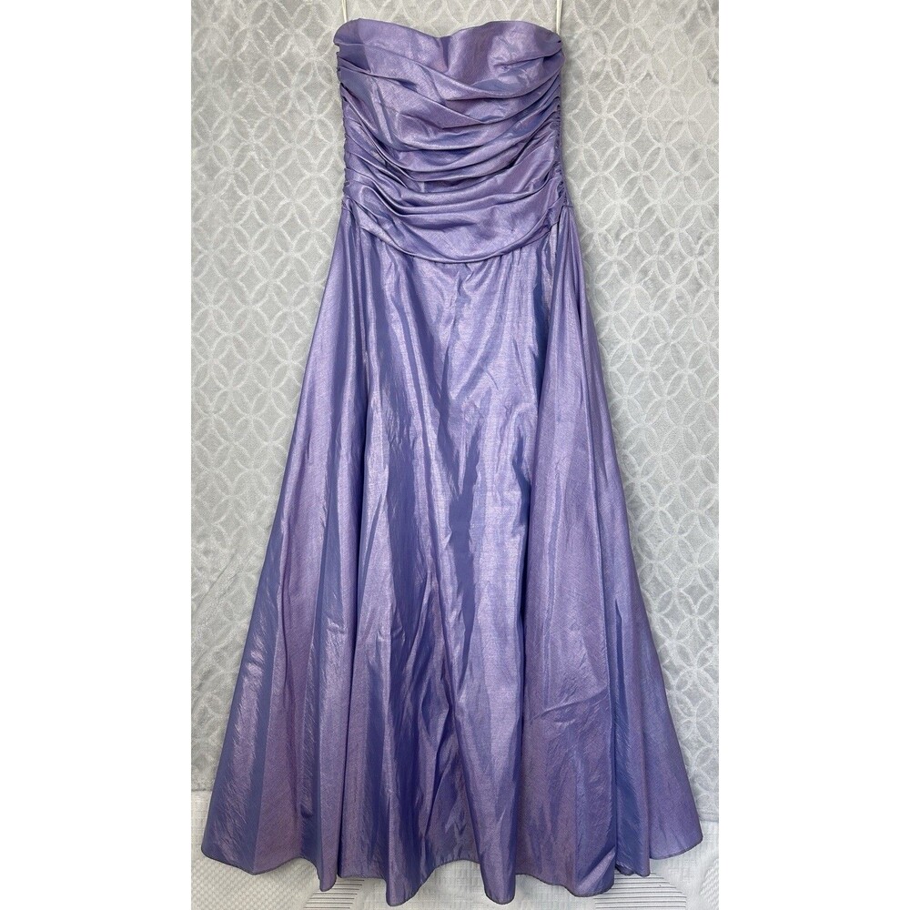 Vtg Y2K Prom Dress 13/14 Purple Iridescent Strapless Formal Wedding Fairy Whimsy